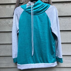 Teal/Grey Double Hooded Hoodie